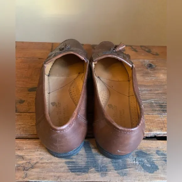Stanley blacker Loafers Mens 9.5Brown Loafers Slip On Pinch Tassel Leather