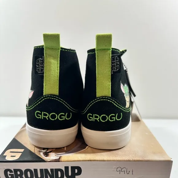 Star Wars The Mandalorian Ground Up Grogu Youth Black High Top Sneakers, Size 5