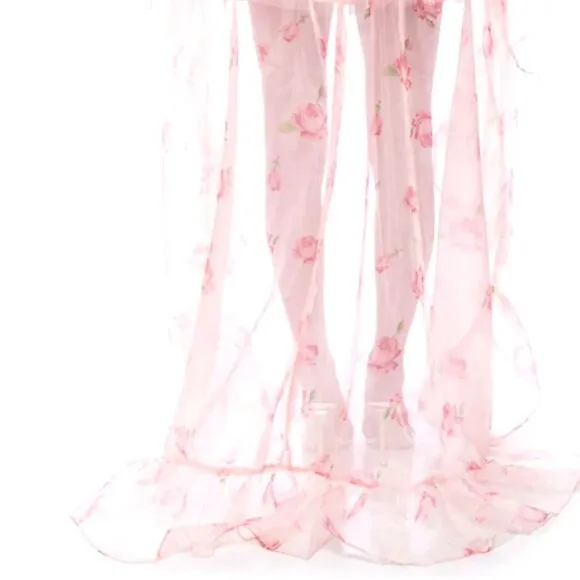 Stasia Lost In A Dream Pink Rose Floral Tulle High Low Skirt XL