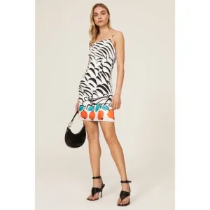 STAUD Black White Lemon Print Square Neckline Sheath Lemons Dress Size 10