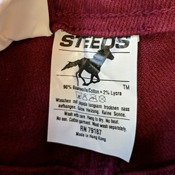 Steeds Stretch Denim Riding Jeans 12 Burgundy