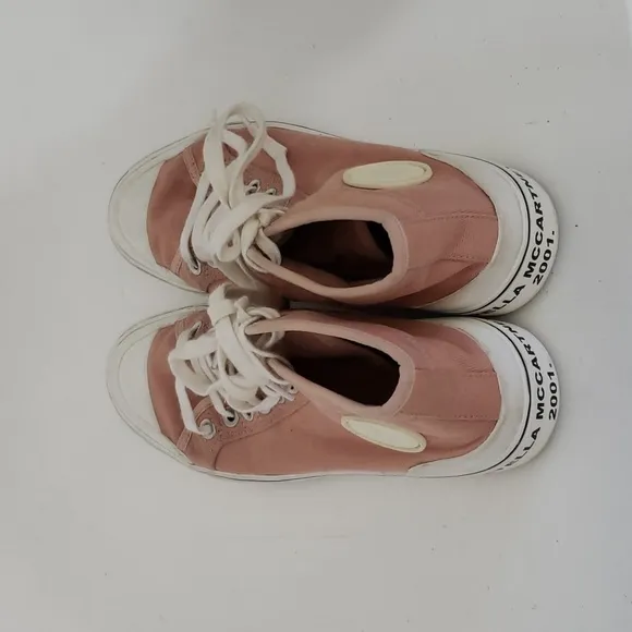Stella McCartney Sneakers High Top Pink Canvas 2001 Lace Up Clousre Size 9