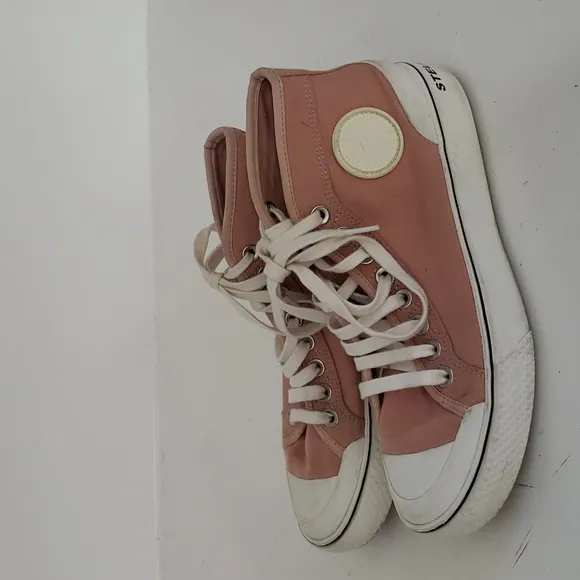 Stella McCartney Sneakers High Top Pink Canvas 2001 Lace Up Clousre Size 9