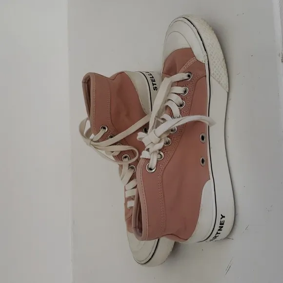 Stella McCartney Sneakers High Top Pink Canvas 2001 Lace Up Clousre Size 9