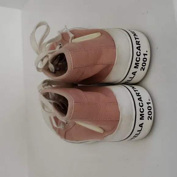 Stella McCartney Sneakers High Top Pink Canvas 2001 Lace Up Clousre Size 9