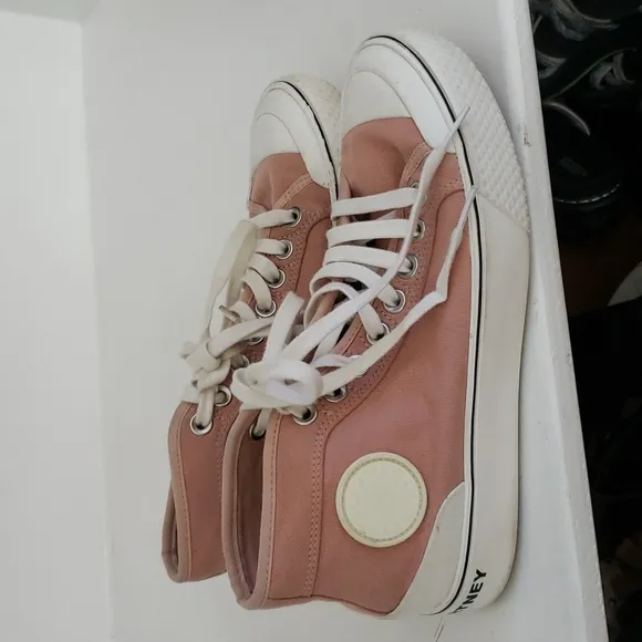 Stella McCartney Sneakers High Top Pink Canvas 2001 Lace Up Clousre Size 9