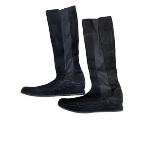 Stephane Kelian Paris Black Tall Suede Stretch Pull-On Boots Sz 10