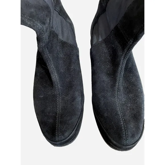 Stephane Kelian Paris Black Tall Suede Stretch Pull-On Boots Sz 10