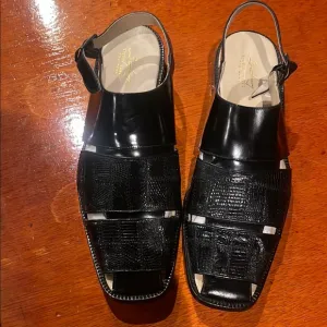 Steve Harvey Men's Black Leather Sandals