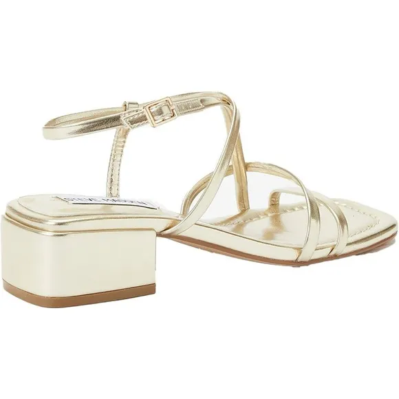 STEVE MADDEN AYLCE GOLD STRAPPY CRISSCROSS SQ TOE SANDALS NWOT SZ 10
