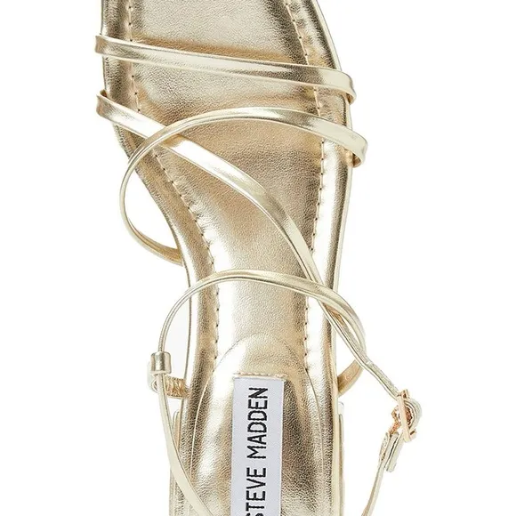 STEVE MADDEN AYLCE GOLD STRAPPY CRISSCROSS SQ TOE SANDALS NWOT SZ 10