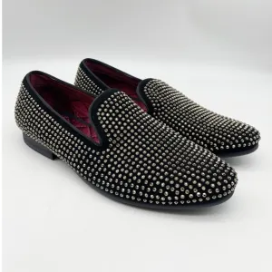Steve Madden Black and Silver Studded Loafers