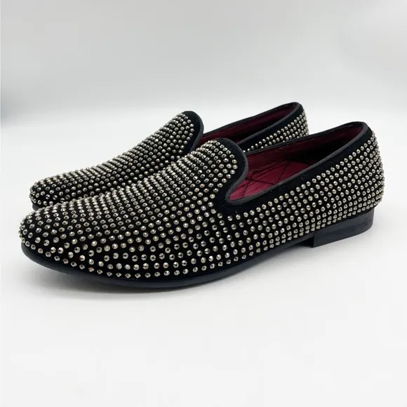 Steve Madden Black and Silver Studded Loafers