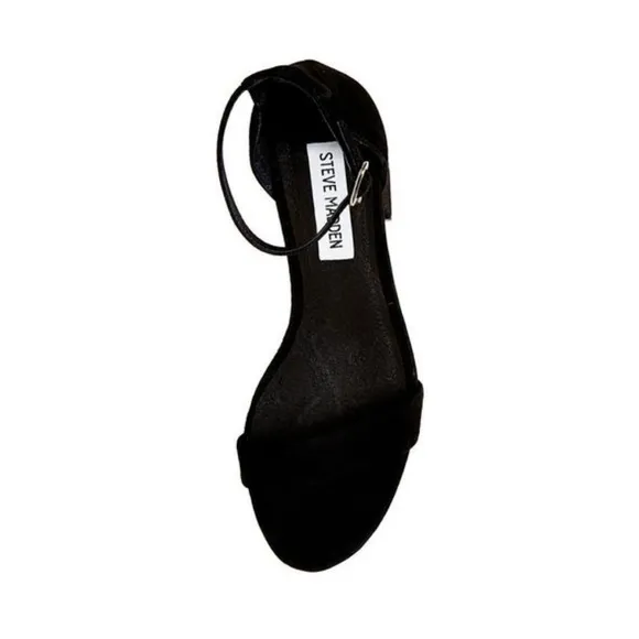 STEVE MADDEN Black Suede Block Heel Sandals 8 Wide