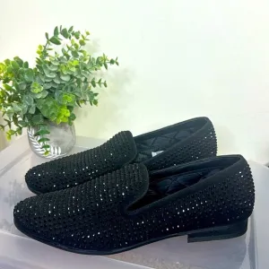 Steve Madden Caviarr Crystal Embellished Slip-On‎ Loafers Black Mens Size 9.5