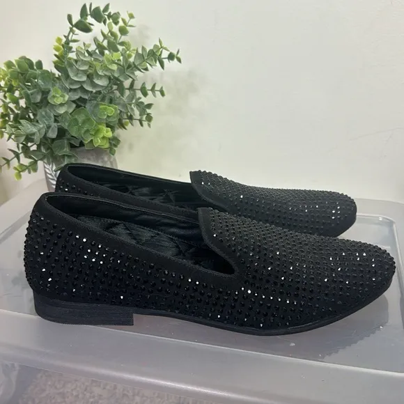 Steve Madden Caviarr Crystal Embellished Slip-On Loafers Black Mens‎ Size 9.5