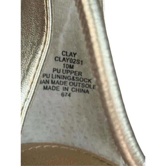 Steve Madden Clay Womens Gold Stiletto Heels Metallic Strappy Sandals Size 10