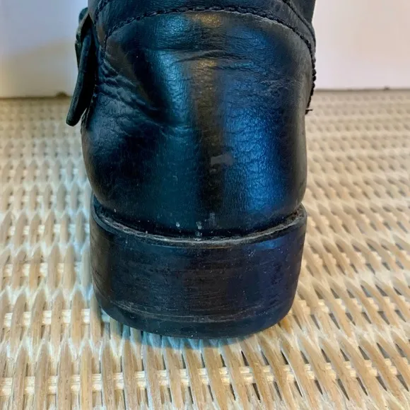 Steve Madden Erma High Black Moto Riding Boots Leather Size 7.5