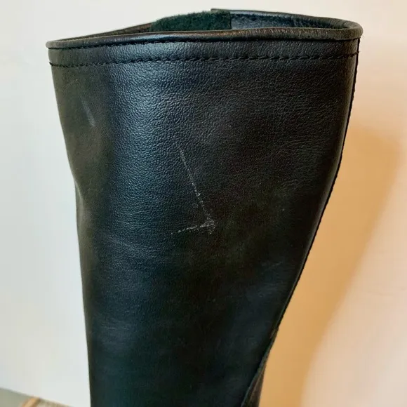 Steve Madden Erma High Black Moto Riding Boots Leather Size 7.5