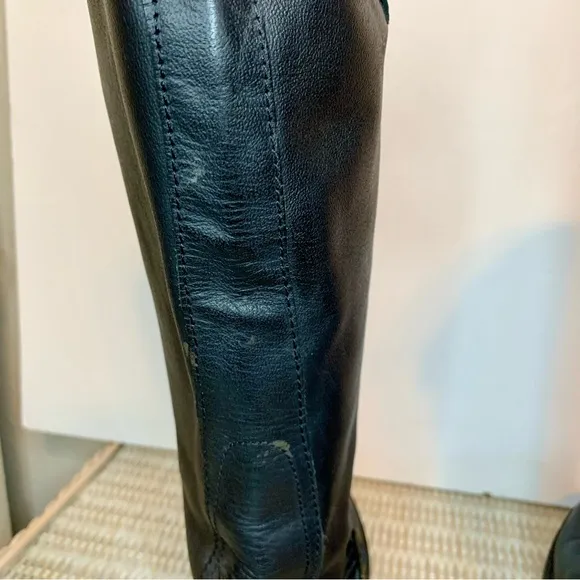 Steve Madden Erma High Black Moto Riding Boots Leather Size 7.5