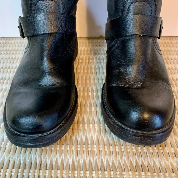 Steve Madden Erma High Black Moto Riding Boots Leather Size 7.5