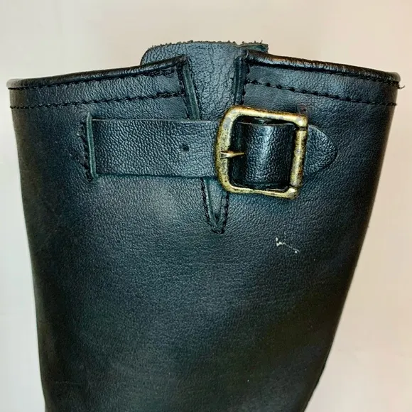 Steve Madden Erma High Black Moto Riding Boots Leather Size 7.5