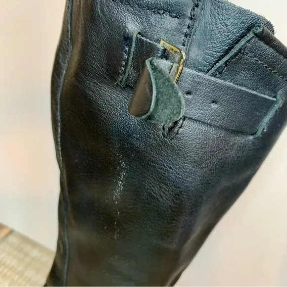 Steve Madden Erma High Black Moto Riding Boots Leather Size 7.5