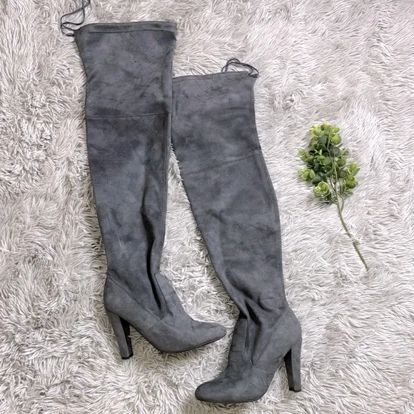 Steve Madden Gray suede Over the Knee Boots with Block Heel size 9