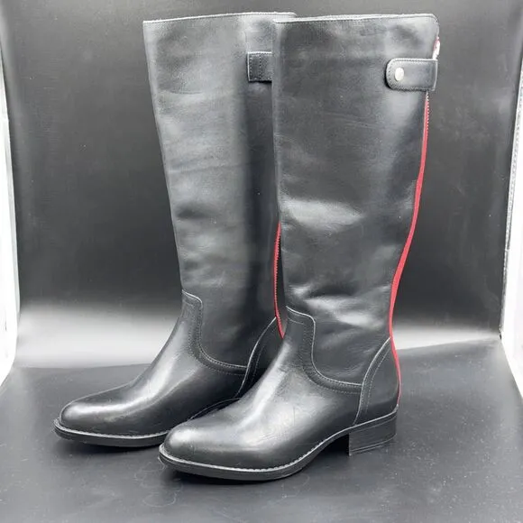 Steve Madden Journal Womens Black Leather Riding Boots Tall Full Zip SZ 7.5 NWOB