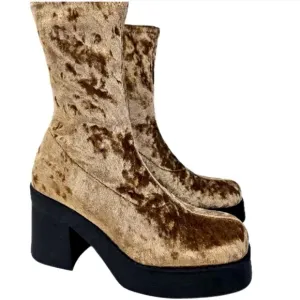 Steve Madden Klayton Brown Crushed Velvet Platform  Ankle Sock Boots SZ 10 NWT