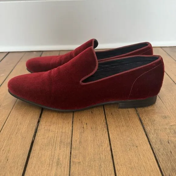 Steve Madden Laight Burgundy Velvet Loafers Smoking Slippers Men’s 9