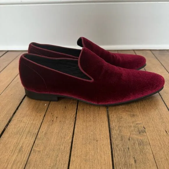 Steve Madden Laight Burgundy Velvet Loafers Smoking Slippers Men’s 9