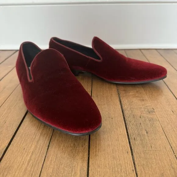 Steve Madden Laight Burgundy Velvet Loafers Smoking Slippers Men’s 9