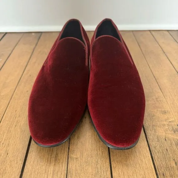 Steve Madden Laight Burgundy Velvet Loafers Smoking Slippers Men’s 9