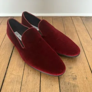 Steve Madden Laight Burgundy Velvet Loafers Smoking Slippers Men’s 9