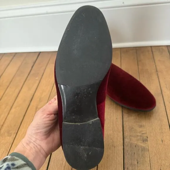 Steve Madden Laight Burgundy Velvet Loafers Smoking Slippers Men’s 9