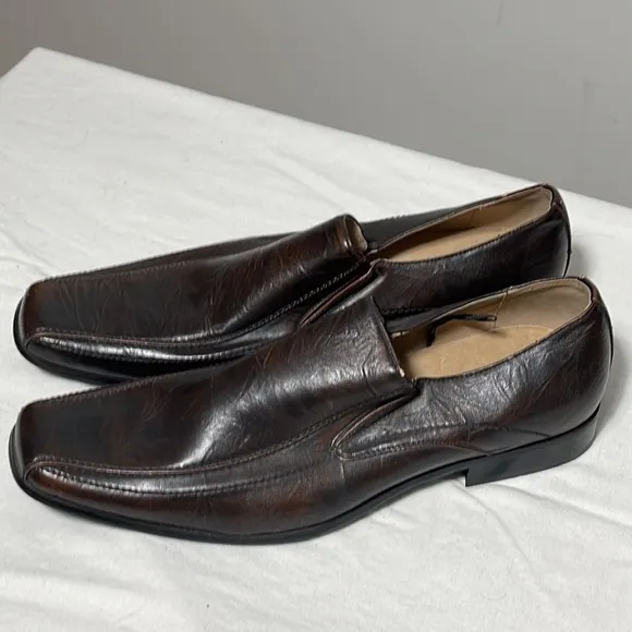 Steve Madden Leather Men's Loafers Size 12M Slip On Shoe square Toe Brown