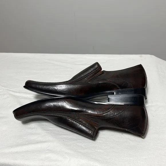 Steve Madden Leather Men's Loafers Size 12M Slip On Shoe square Toe Brown