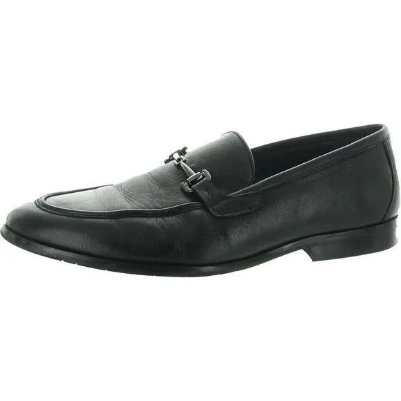 Steve Madden Mens Caspin Black Leather Round Toe Slip On Loafers New
