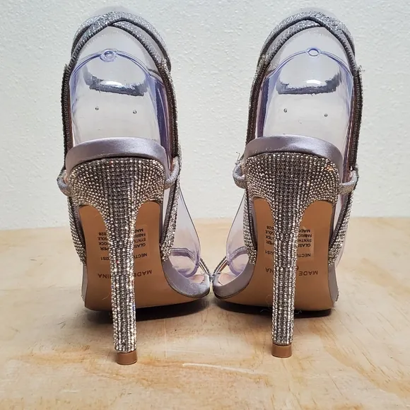 Steve Madden Nectur Silver Strappy Heel Sandals Size 6.5