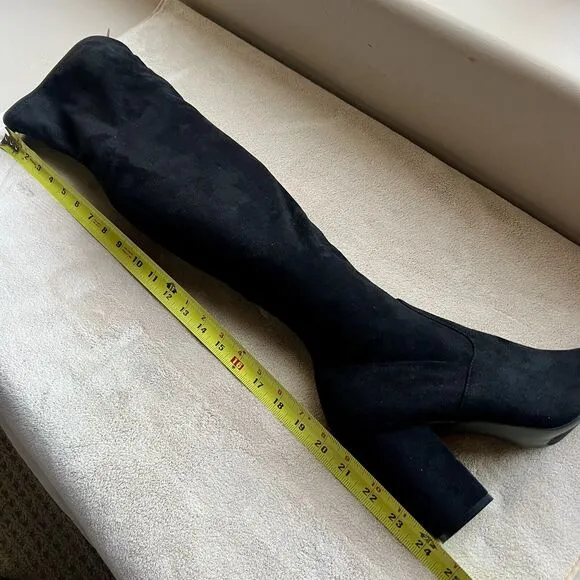 Steve Madden Rational Black Stretch Faux Suede Over The Knee Boots Women’s 7.5 M