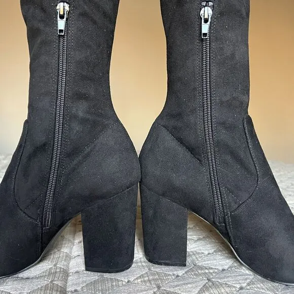 Steve Madden Rational Black Stretch Faux Suede Over The Knee Boots Women’s 7.5 M
