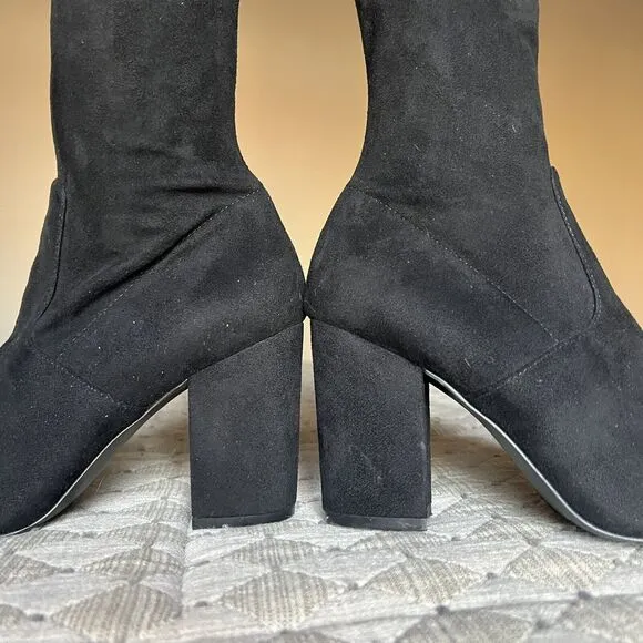 Steve Madden Rational Black Stretch Faux Suede Over The Knee Boots Women’s 7.5 M