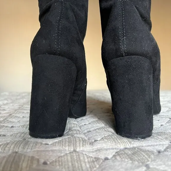 Steve Madden Rational Black Stretch Faux Suede Over The Knee Boots Women’s 7.5 M