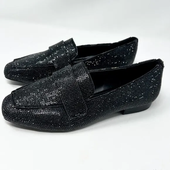 Steve Madden Riski Black Rhinestone Studded Loafers, NEW, Size 6, MSRP $99