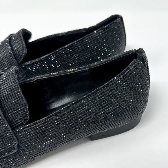 Steve Madden Riski Black Rhinestone Studded Loafers, NEW, Size 6, MSRP $99