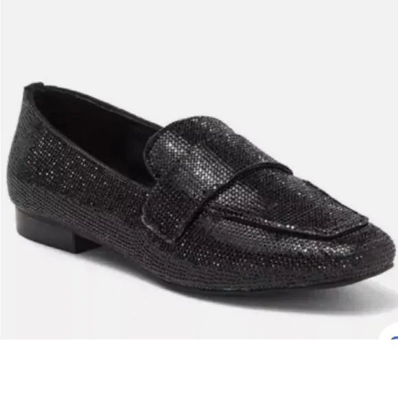 Steve Madden Riski Black Rhinestone Studded Loafers, NEW, Size 6, MSRP $99
