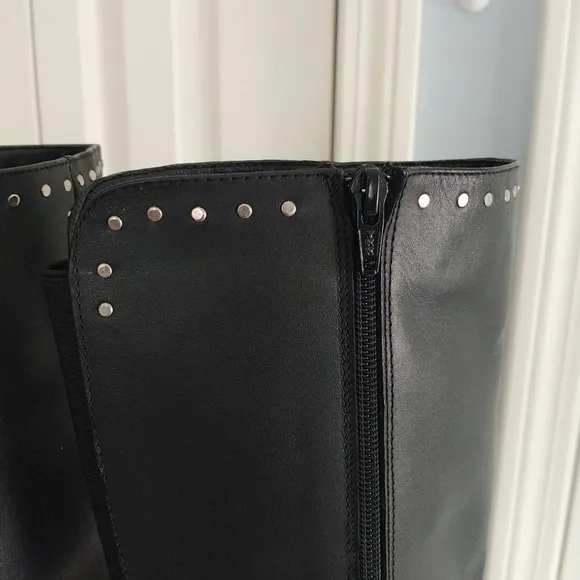 Steve Madden Steven  Comfort Black Studded Leather Riding Boots Sz 6M