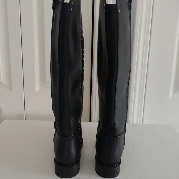Steve Madden Steven  Comfort Black Studded Leather Riding Boots Sz 6M