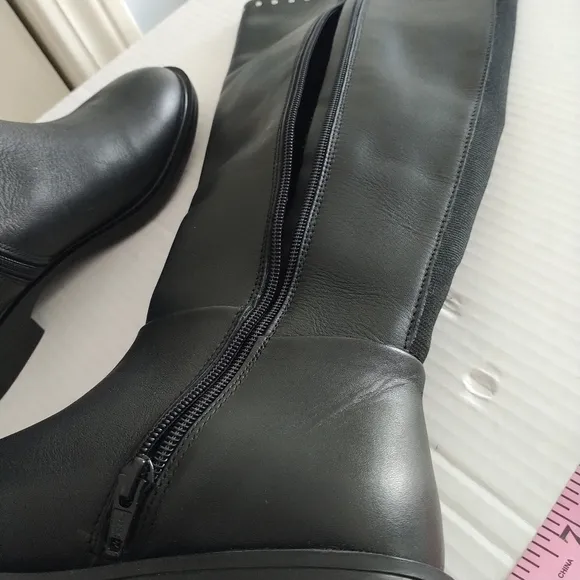 Steve Madden Steven  Comfort Black Studded Leather Riding Boots Sz 6M
